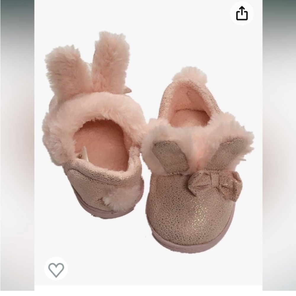 Wondernation Toddler Girls Pink Easter Bunny Rabbit Slippers Loafers House Shoes